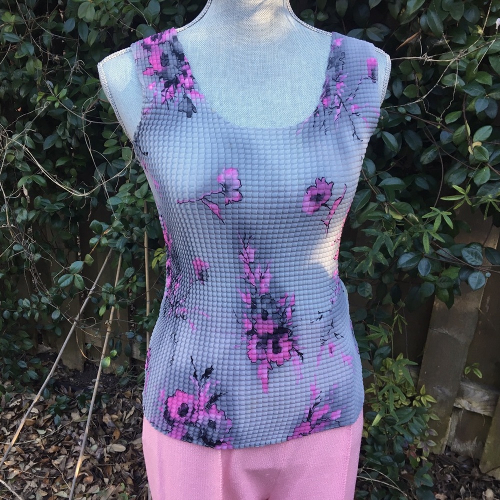 Shirt Set - Pink Gray Floral - Cami & Long Sleeve